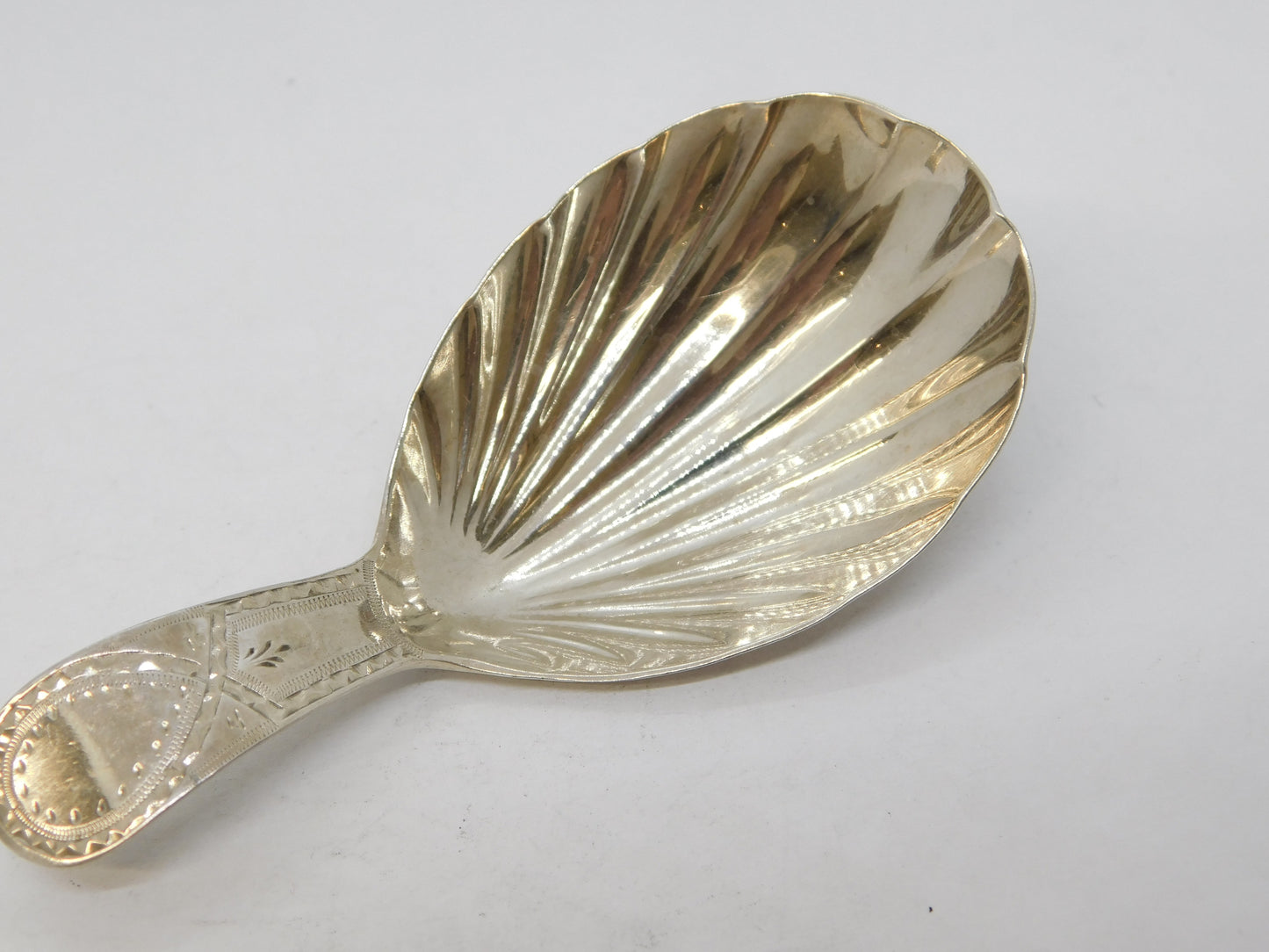 George III Sterling Silver Shell Bowl Tea Caddy Spoon Antique 1788 London