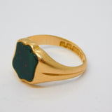Edwardian 15ct Yellow Gold Bloodstone Set Shield Signet Ring Antique 1902 Birmingham