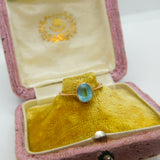 Edwardian 9ct Gold & Blue Topaz Stone Dress Ring Antique c1910