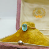 Edwardian 9ct Gold & Blue Topaz Stone Dress Ring Antique c1910