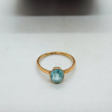 Edwardian 9ct Gold & Blue Topaz Stone Dress Ring Antique c1910