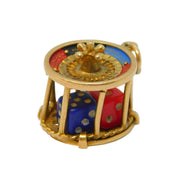 9ct Yellow Gold Enamel Roulette Wheel & Dice Gambling Charm Vintage 1964 Birmingham