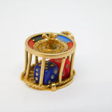 9ct Yellow Gold Enamel Roulette Wheel & Dice Gambling Charm Vintage 1964 Birmingham