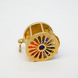 9ct Yellow Gold Enamel Roulette Wheel & Dice Gambling Charm Vintage 1964 Birmingham