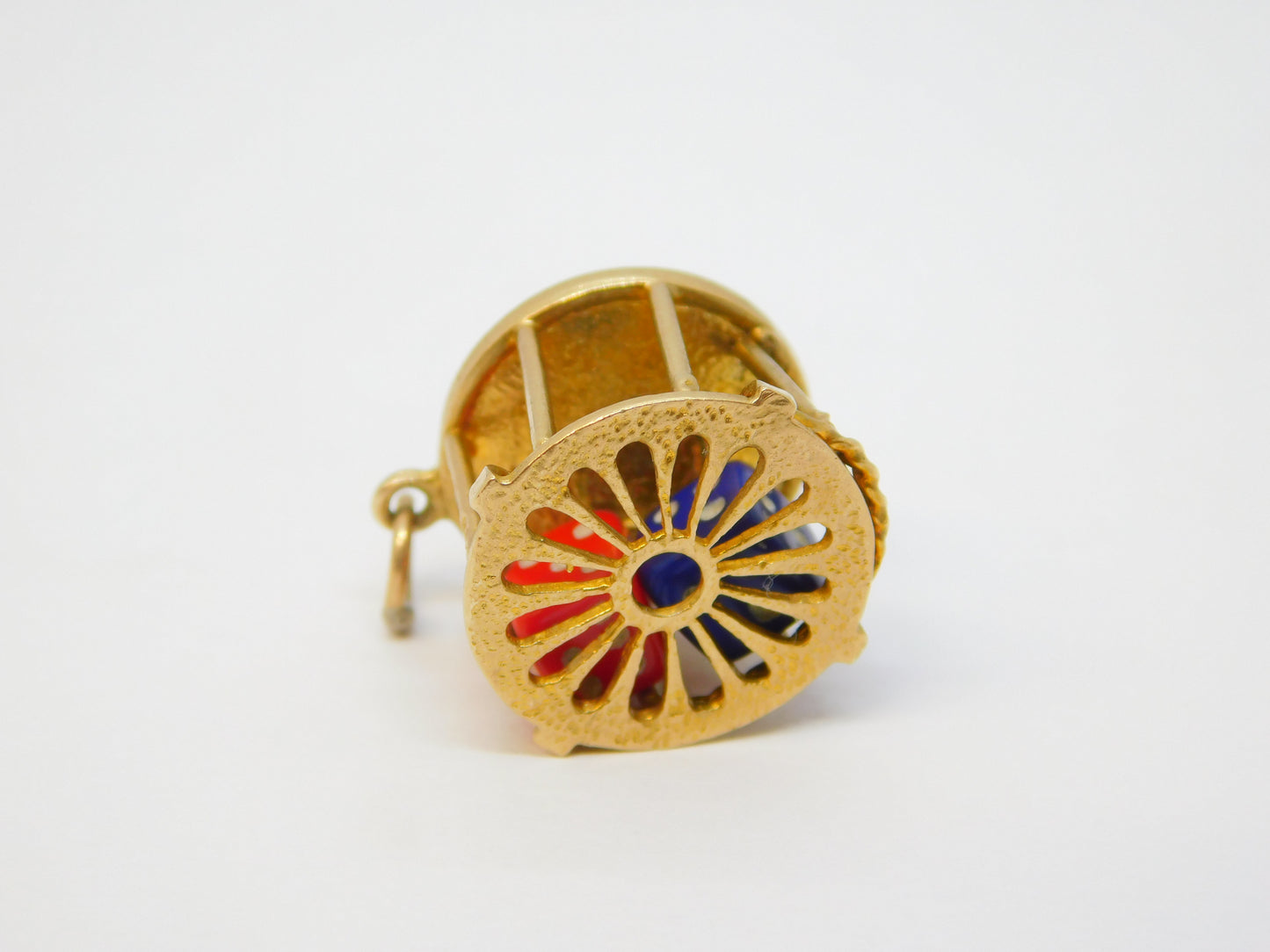 9ct Yellow Gold Enamel Roulette Wheel & Dice Gambling Charm Vintage 1964 Birmingham