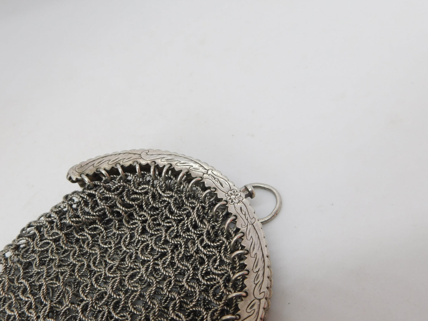 French 19th Century .950 Grade Silver Ladies Chainmail Coin Purse Antique c1880