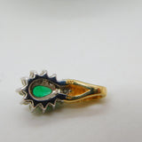14ct Yellow Gold, Emerald & Diamond Pear Drop Pendant Vintage c1990