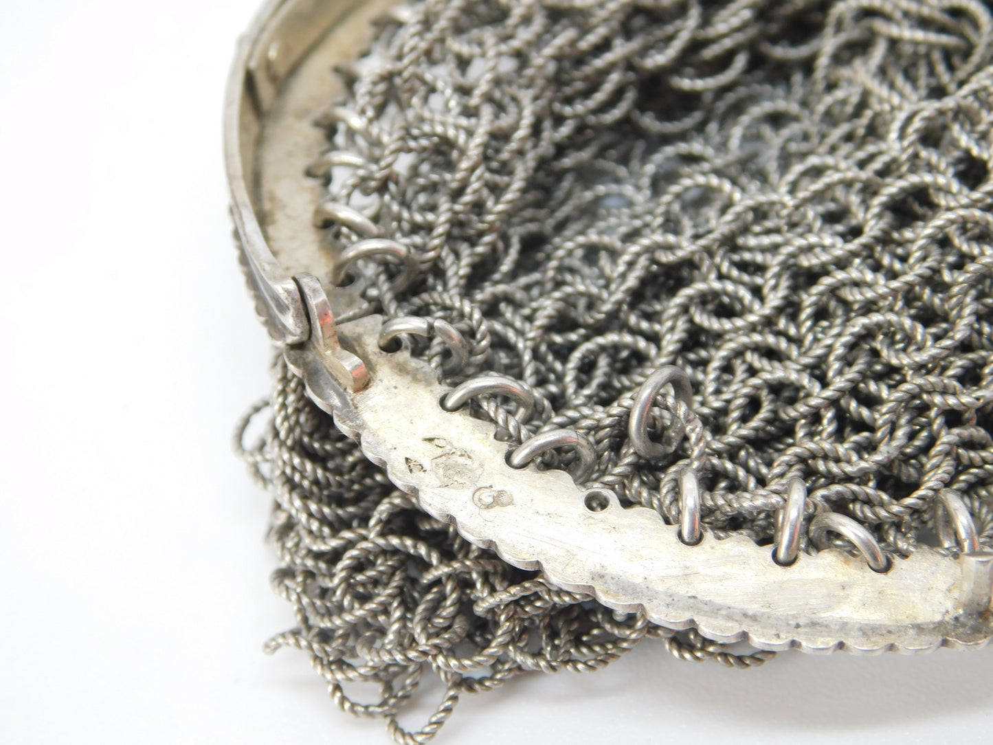 French 19th Century .950 Grade Silver Ladies Chainmail Coin Purse Antique c1880