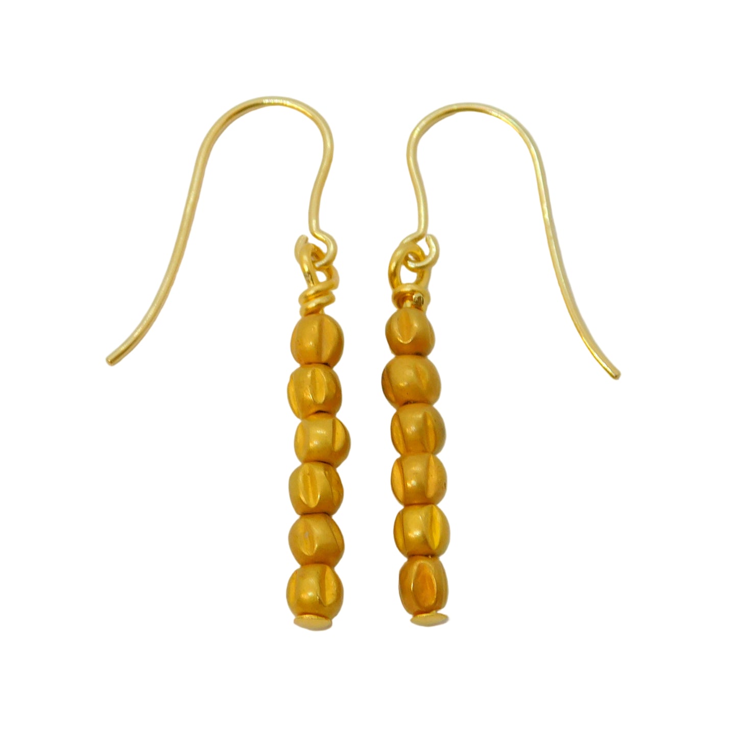 Ancient Roman 24ct Gold Beads on Contemporary 9ct Gold Pair of Hook Earrings