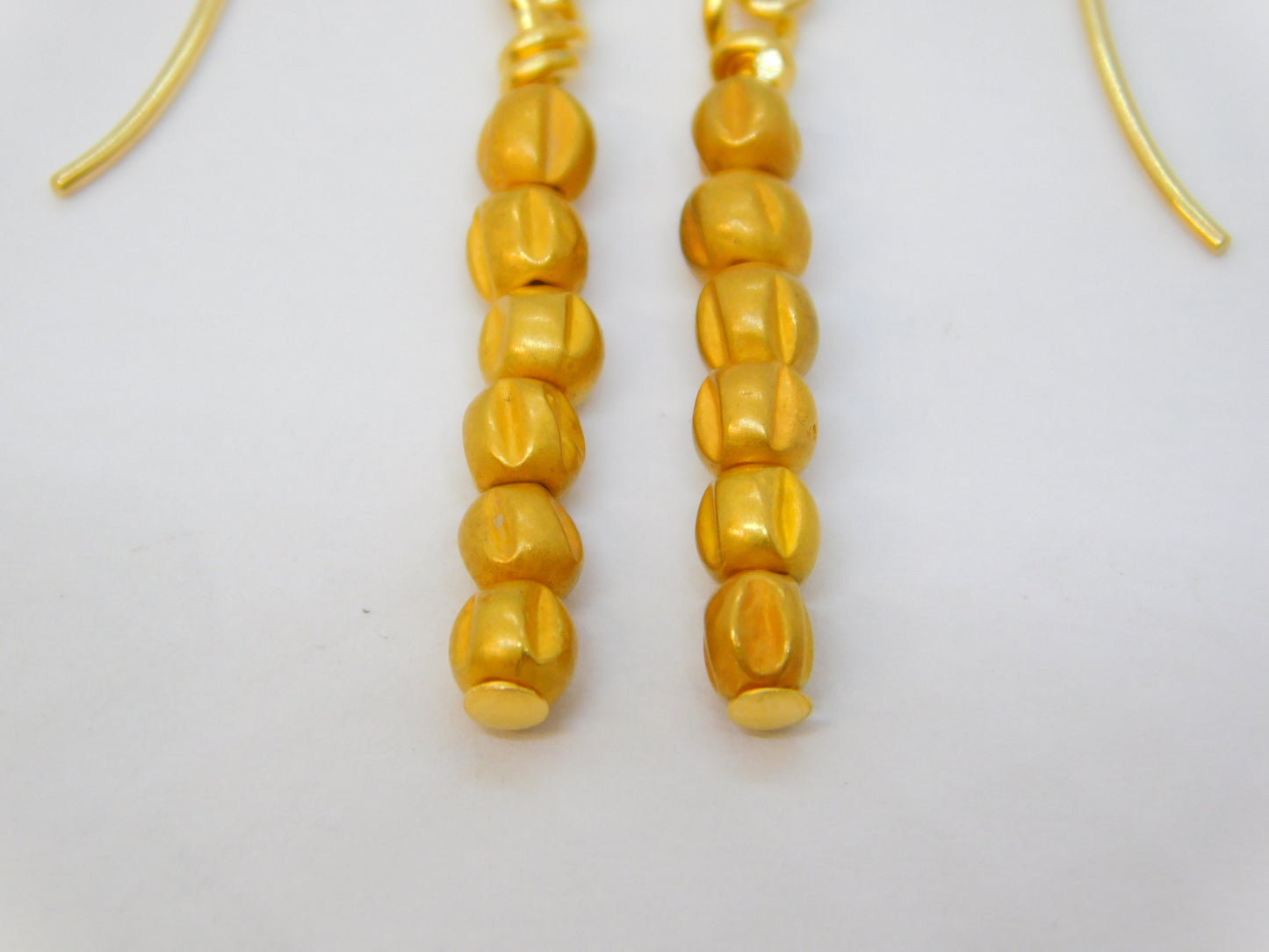 Ancient Roman 24ct Gold Beads on Contemporary 9ct Gold Pair of Hook Earrings