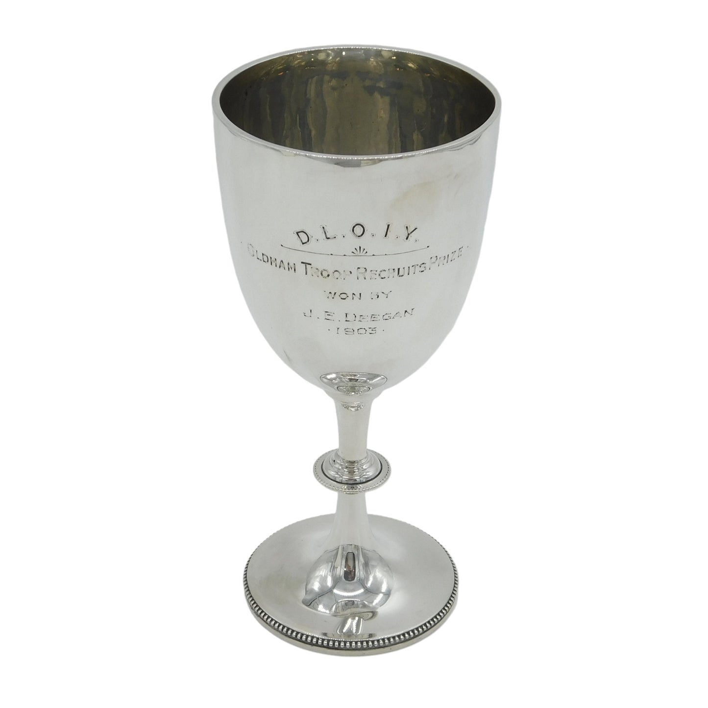Victorian Sterling Silver Goblet Cup of Military Interest Antique 1901 London