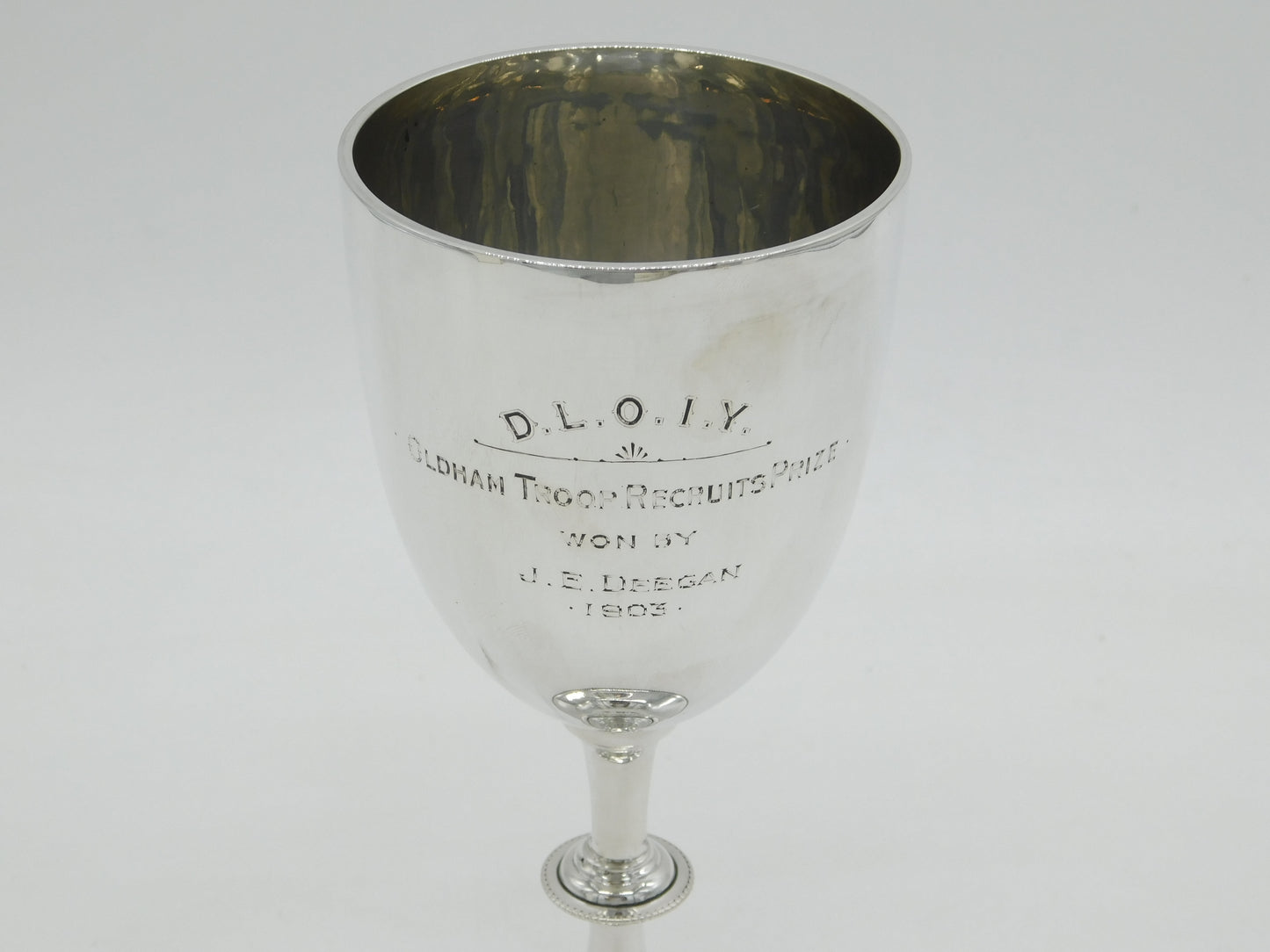 Victorian Sterling Silver Goblet Cup of Military Interest Antique 1901 London