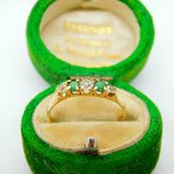 Victorian 15ct Gold, 0.25ct Diamond & Turquoise Boat Ring Antique 1876 Birmingham