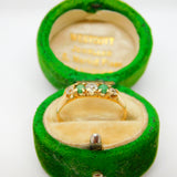 Victorian 15ct Gold, 0.25ct Diamond & Turquoise Boat Ring Antique 1876 Birmingham