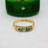 Victorian 15ct Gold, 0.25ct Diamond & Turquoise Boat Ring Antique 1876 Birmingham