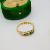 Victorian 15ct Gold, 0.25ct Diamond & Turquoise Boat Ring Antique 1876 Birmingham