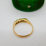 Victorian 15ct Gold, 0.25ct Diamond & Turquoise Boat Ring Antique 1876 Birmingham