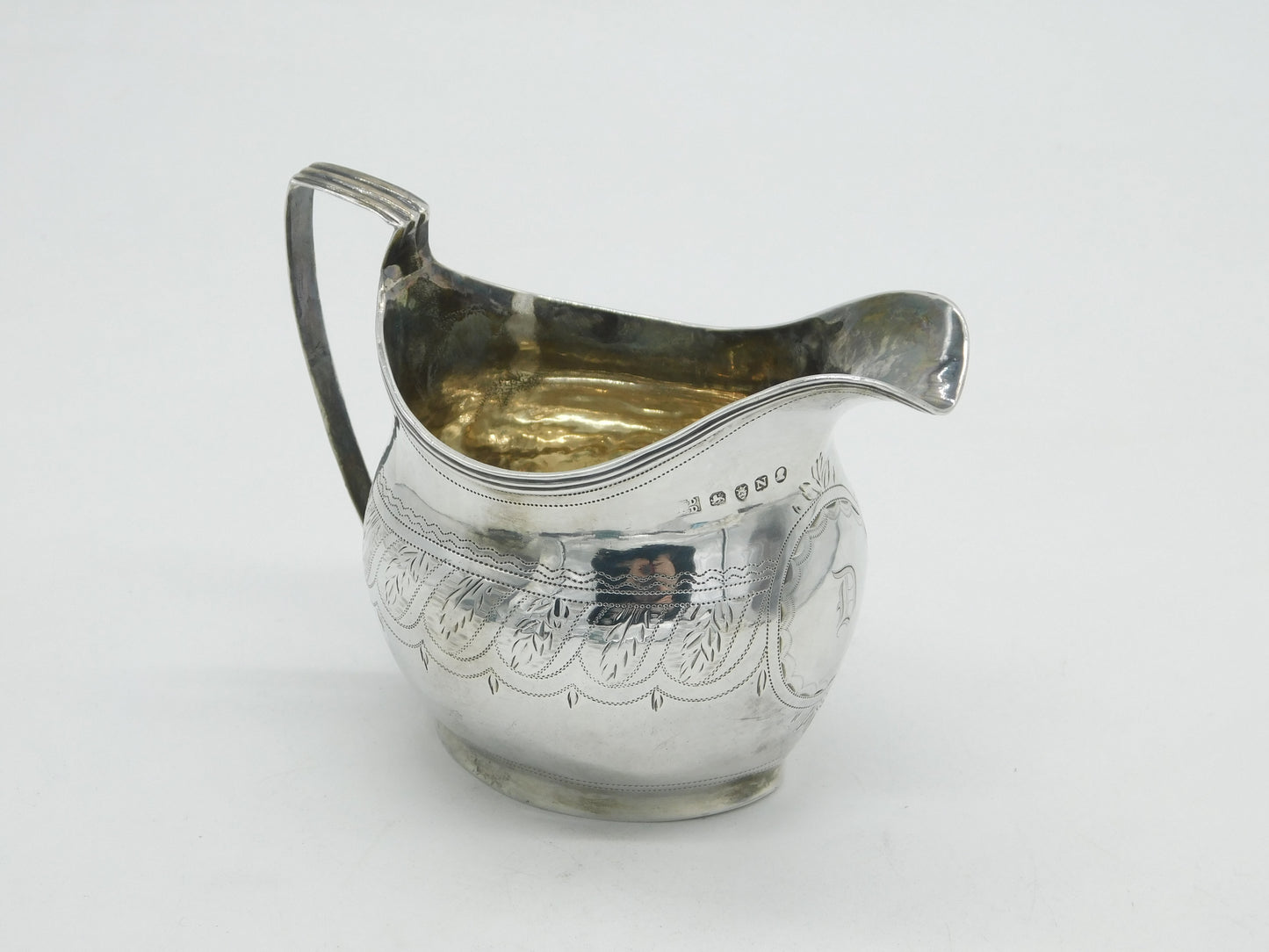 George III Sterling Silver 'D' Initial Cream Jug Antique 1808 London
