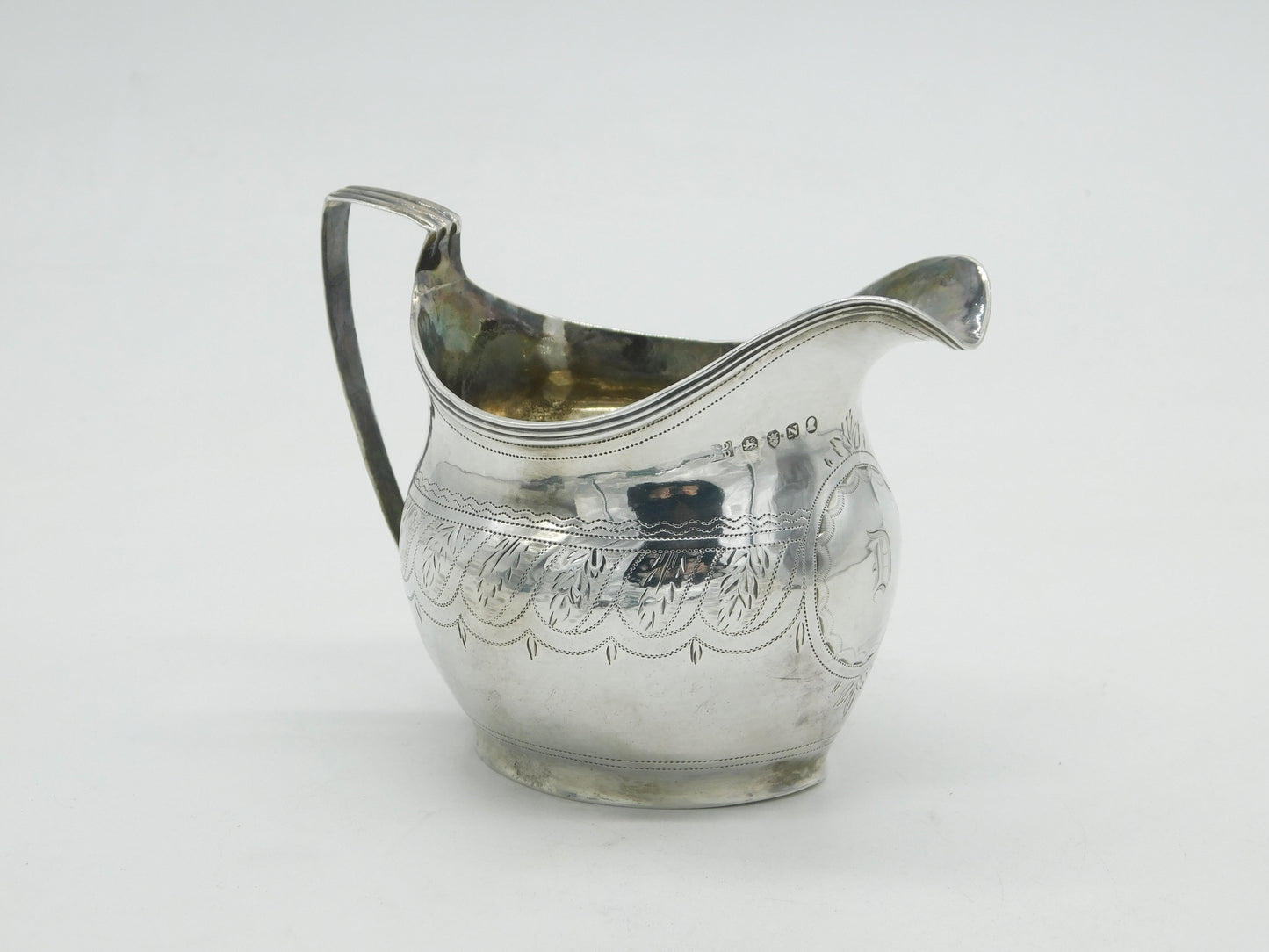 George III Sterling Silver 'D' Initial Cream Jug Antique 1808 London