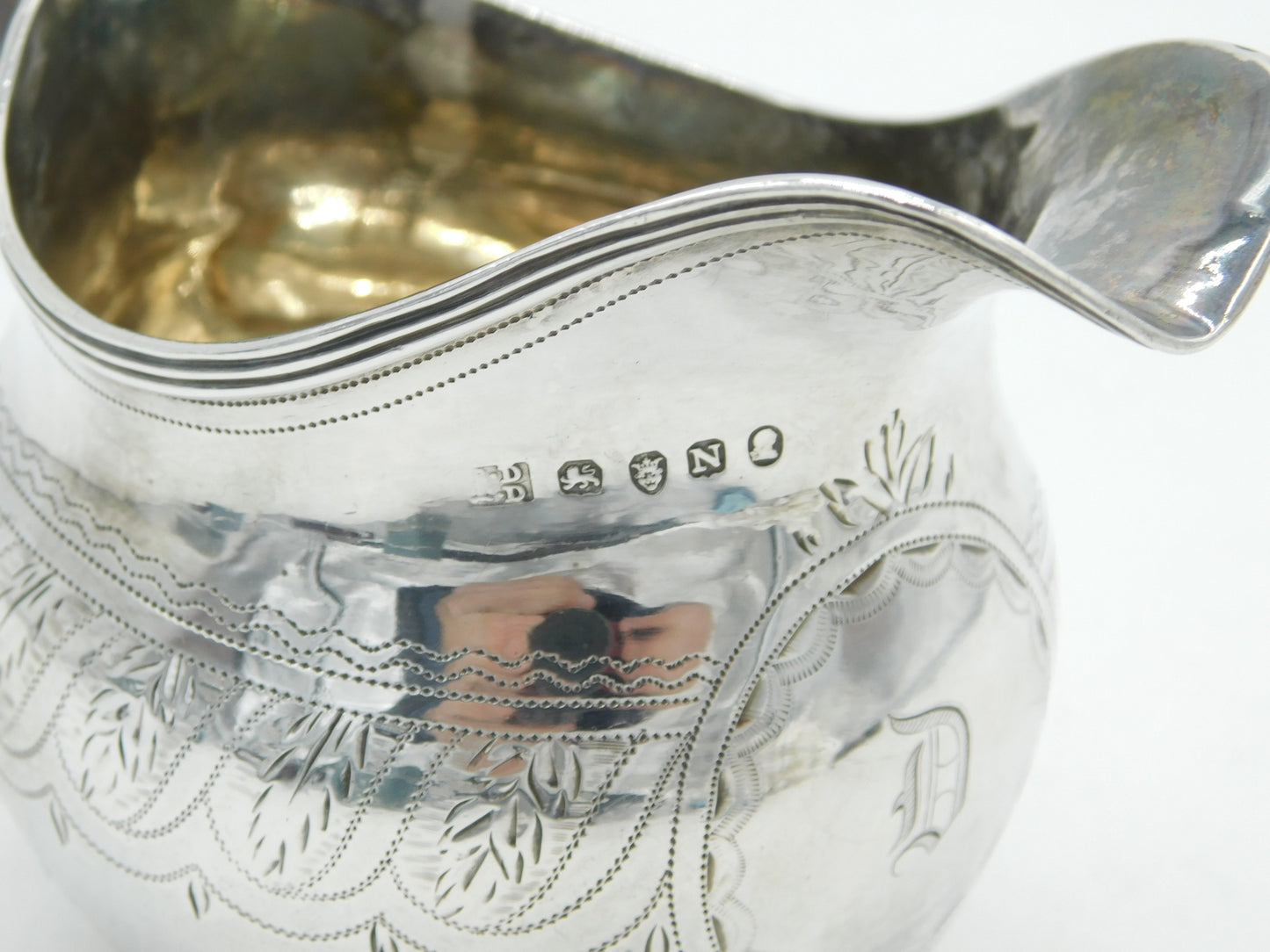 George III Sterling Silver 'D' Initial Cream Jug Antique 1808 London