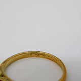 9ct Yellow Gold Three-Stone Ruby Set Dress Ring Vintage c1980 Birmingham