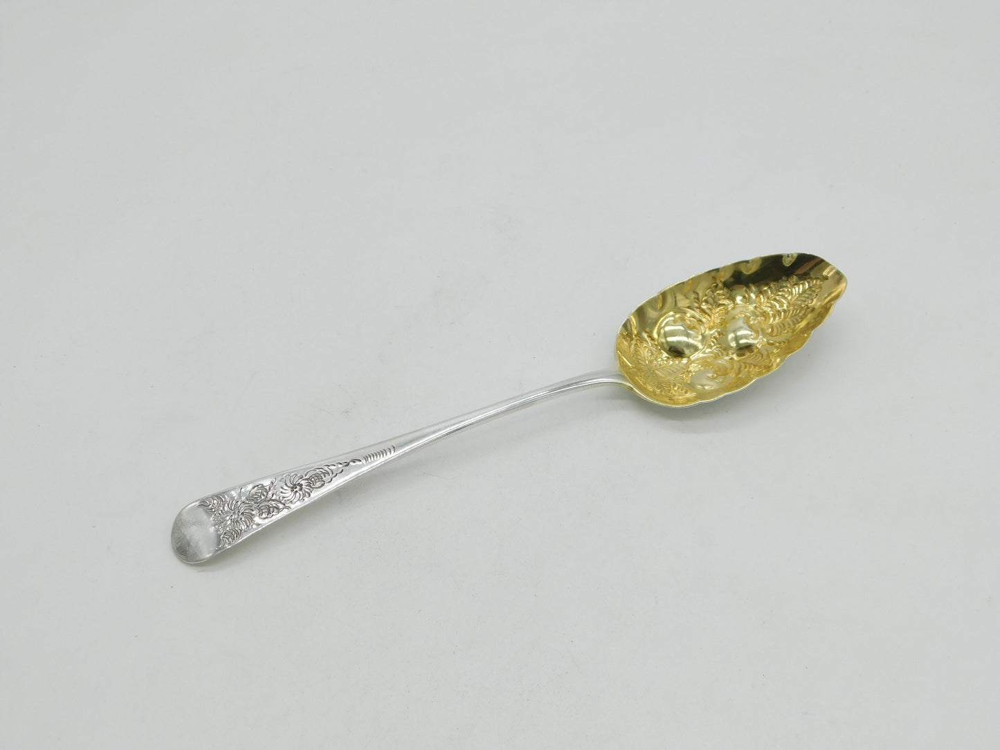 George III Sterling Silver Berry Pattern Serving Spoon Antique 1805 London