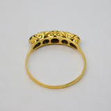 18ct Yellow Gold, Bohemian Garnet & Opal Five-Stone Ring Vintage c1970