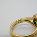 9ct Yellow Gold, 0.5ct Baguette Cut Emerald Modernist Dress Ring Vintage 1979