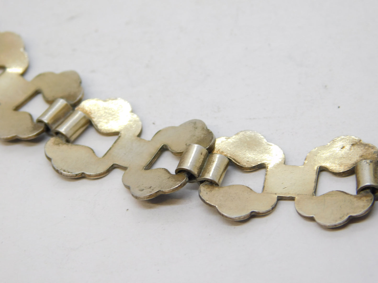 Norwegian Sterling Silver Black Enamel Panel Bracelet Antique c1930 Art Deco