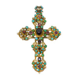 19th Century Austro-Hungarian Sterling Silver Gilt Large Cross Pendant Antique c1860