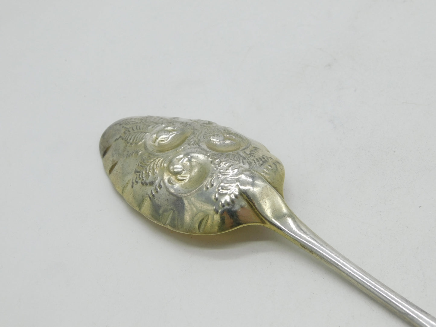 George III Sterling Silver Berry Pattern Dessert Serving Spoon Antique 1785 London