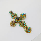 19th Century Austro-Hungarian Sterling Silver Gilt Large Cross Pendant Antique c1860