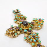 19th Century Austro-Hungarian Sterling Silver Gilt Large Cross Pendant Antique c1860