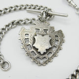 Edwardian Sterling Silver Graduating Albert Watch Chain with Fob 1904 Birmingham