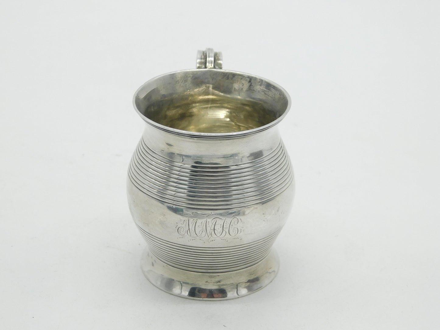 George III Sterling Silver Lined Pattern Christening Mug Antique 1793 London