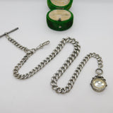 Sterling Silver Graduating Albert Watch Chain Compass Fob Antique 1913 Deco