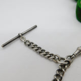 Sterling Silver Graduating Albert Watch Chain Compass Fob Antique 1913 Deco