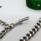 Sterling Silver Graduating Albert Watch Chain Compass Fob Antique 1913 Deco