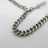 Sterling Silver Graduating Albert Watch Chain Compass Fob Antique 1913 Deco