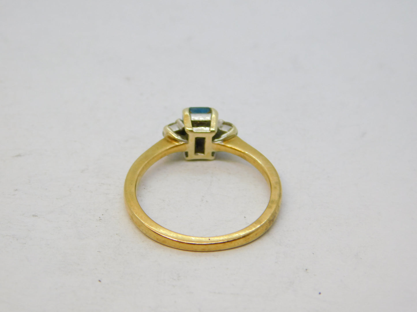 9ct Yellow Gold, Aquamarine & Diamond Dress Ring Vintage 1990 London
