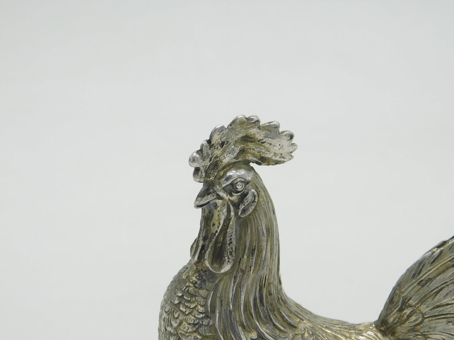 Dutch Cast Sterling Silver Rooster Chicken Figurine Ornament Vintage c1970