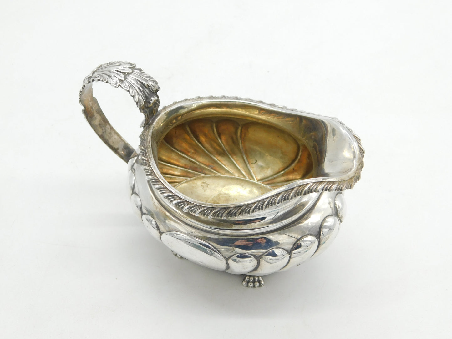 George IV Sterling Silver Paw Foot Fluted Cream Jug Antique 1824 London