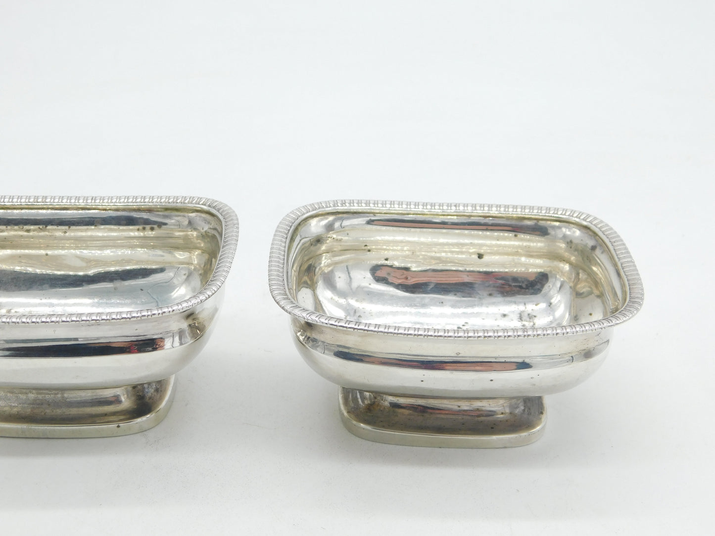 George III Sterling Silver Pedestal Salt Cellars Pair Antique 1790 London