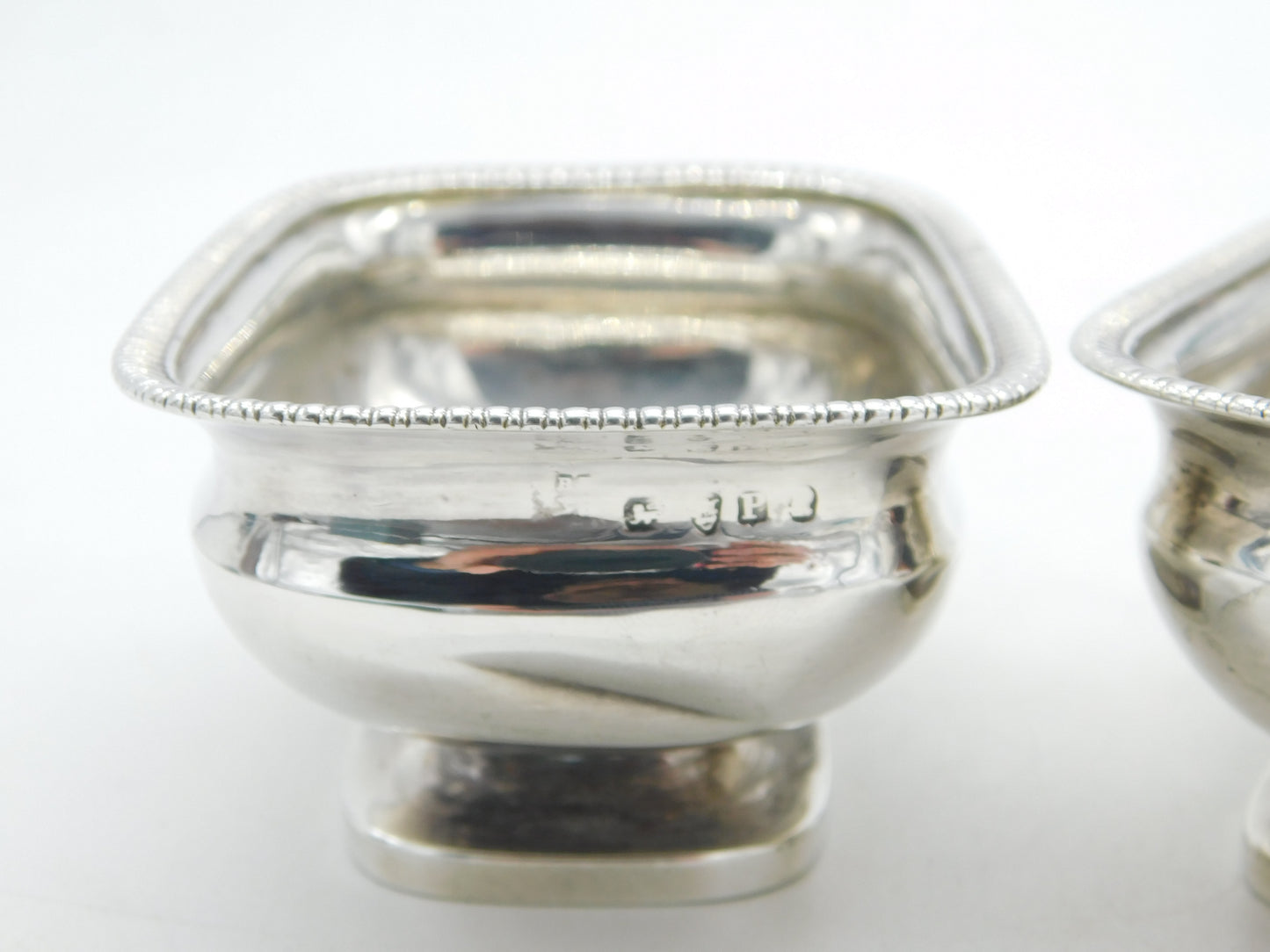 George III Sterling Silver Pedestal Salt Cellars Pair Antique 1790 London
