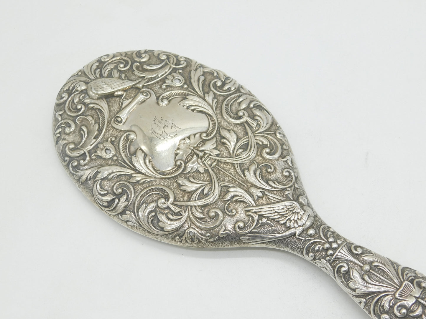 19th Century Spanish Art Nouveau Pattern Sterling Silver Mirror Antique c1890