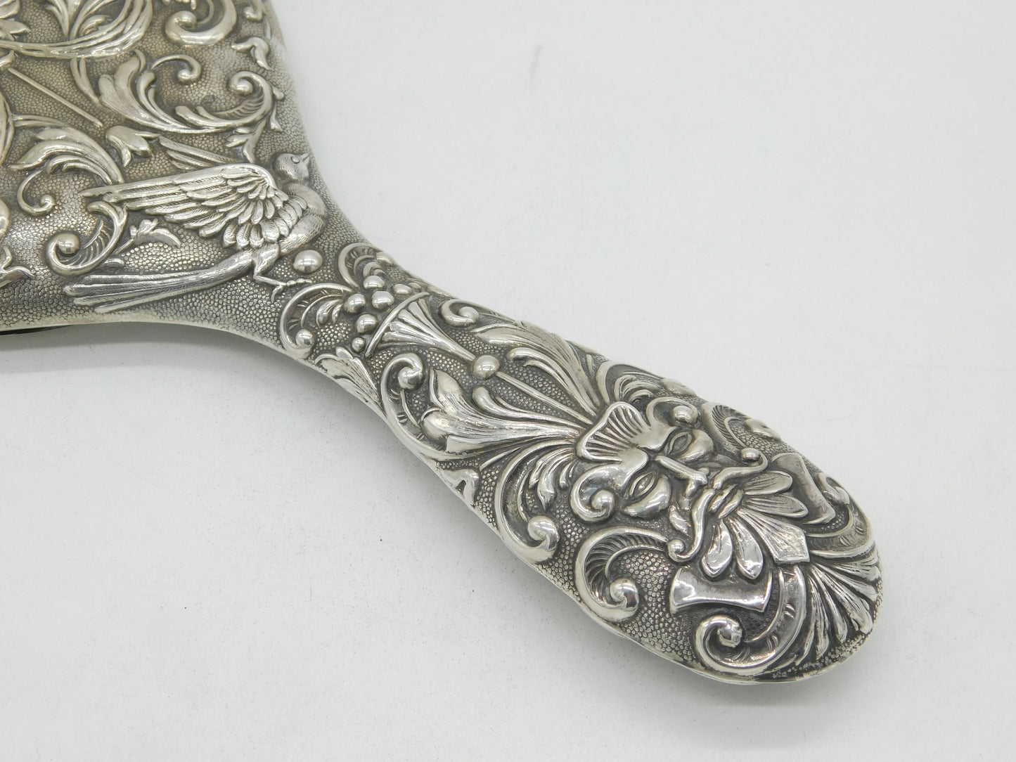 19th Century Spanish Art Nouveau Pattern Sterling Silver Mirror Antique c1890