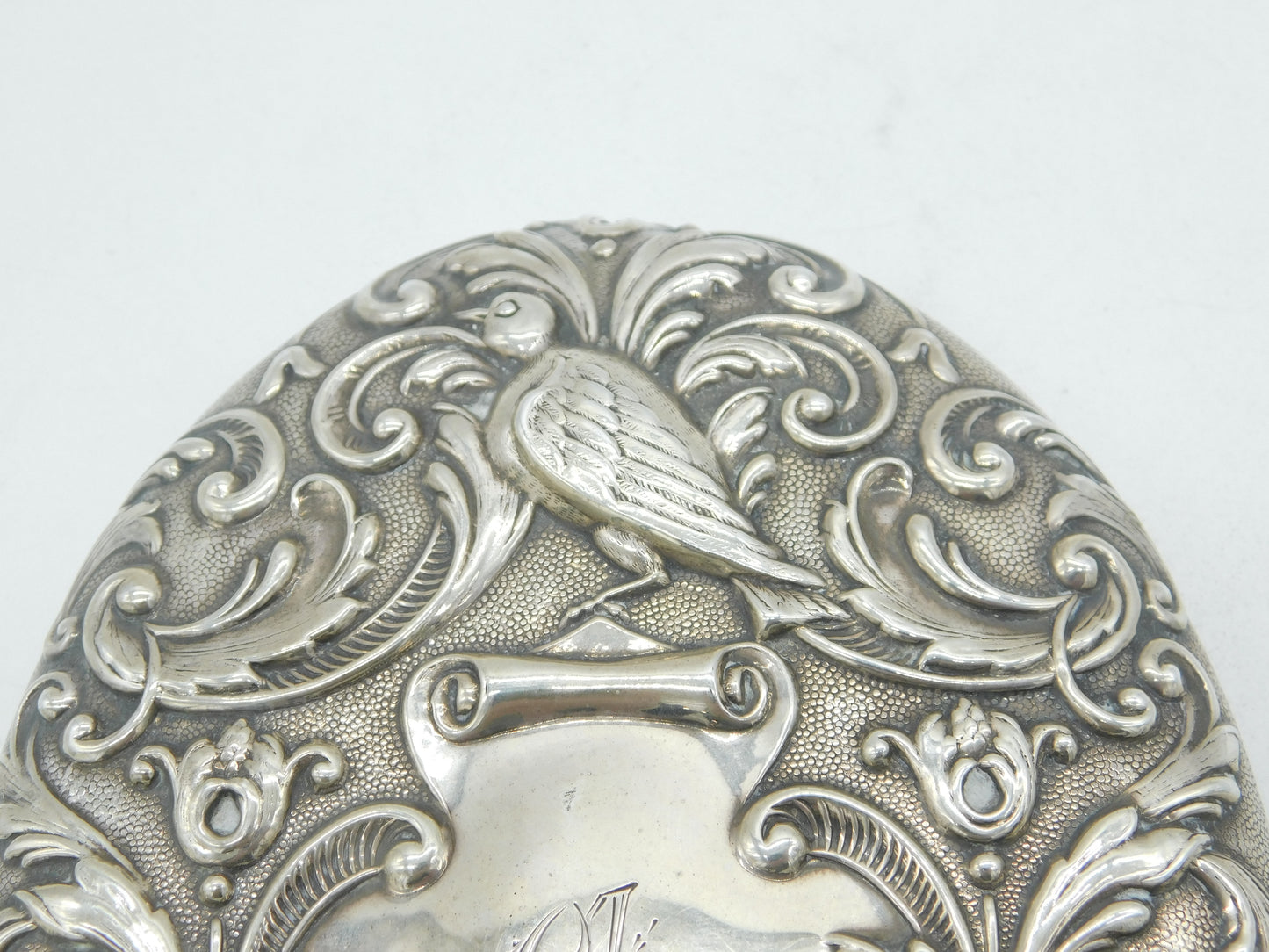 19th Century Spanish Art Nouveau Pattern Sterling Silver Mirror Antique c1890