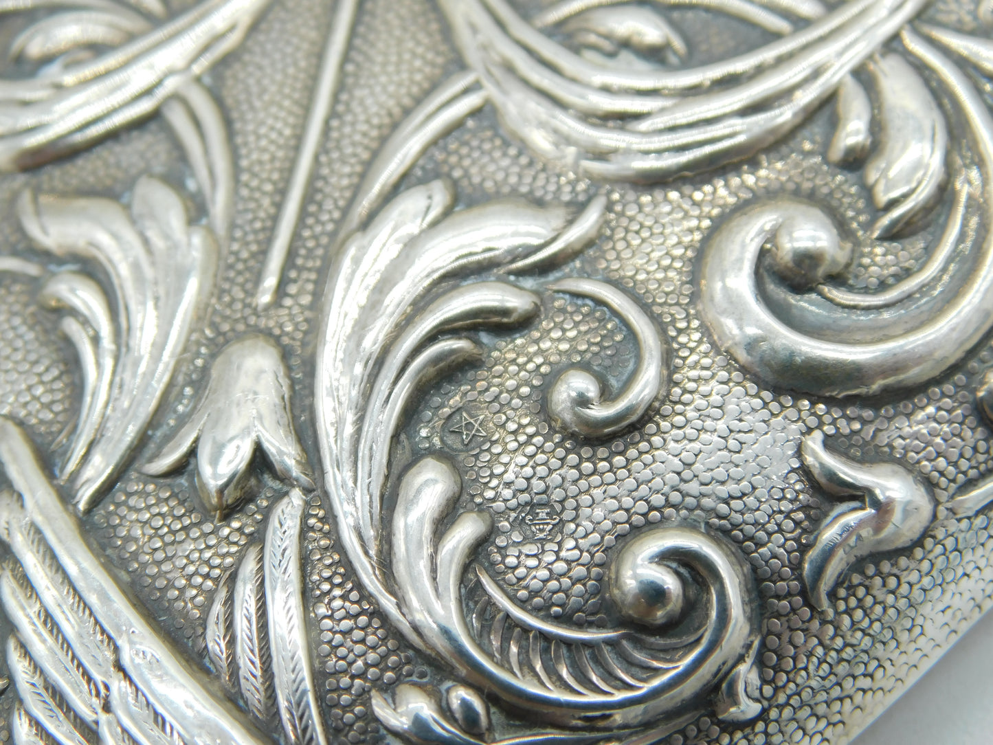 19th Century Spanish Art Nouveau Pattern Sterling Silver Mirror Antique c1890