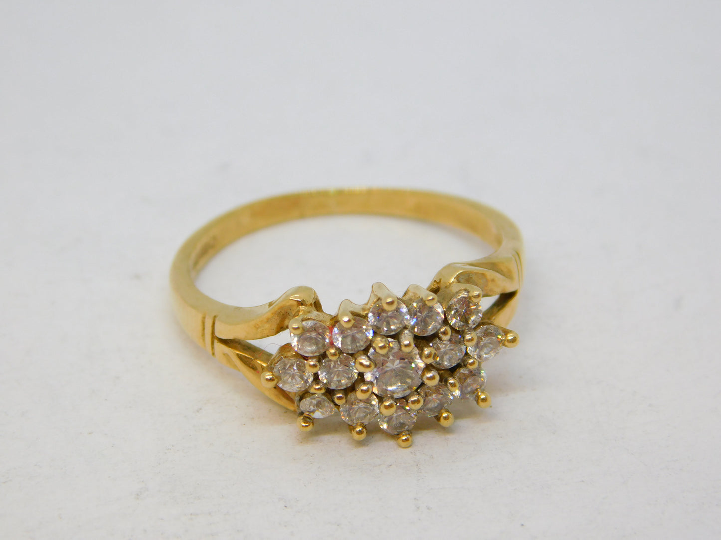 9ct Yellow Gold Paste Set Sparkling Dress Ring Vintage c1990 Sheffield