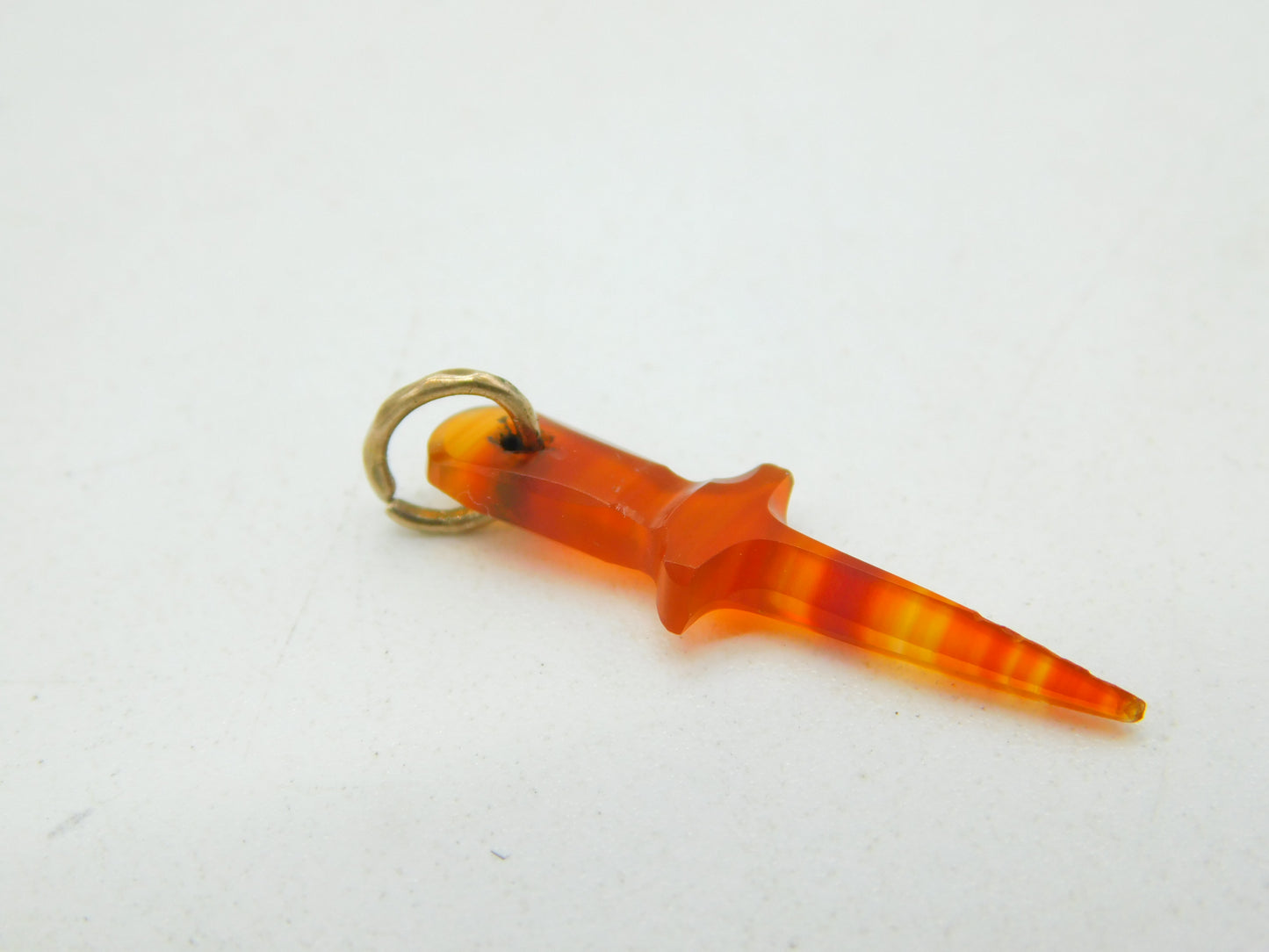 Victorian 9ct Gold & Carved Red Agate Miniature Dirk Charm Pendant Antique c1840